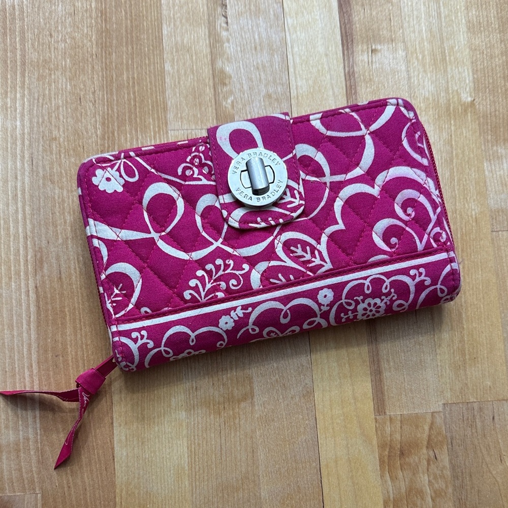 Vera Bradley Fuchsia and Beige Patterned Wallet
